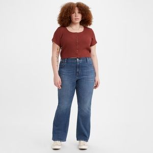 Levi’s Cropped Short Sleeved Ribbed Top Brown Plus Size 1x